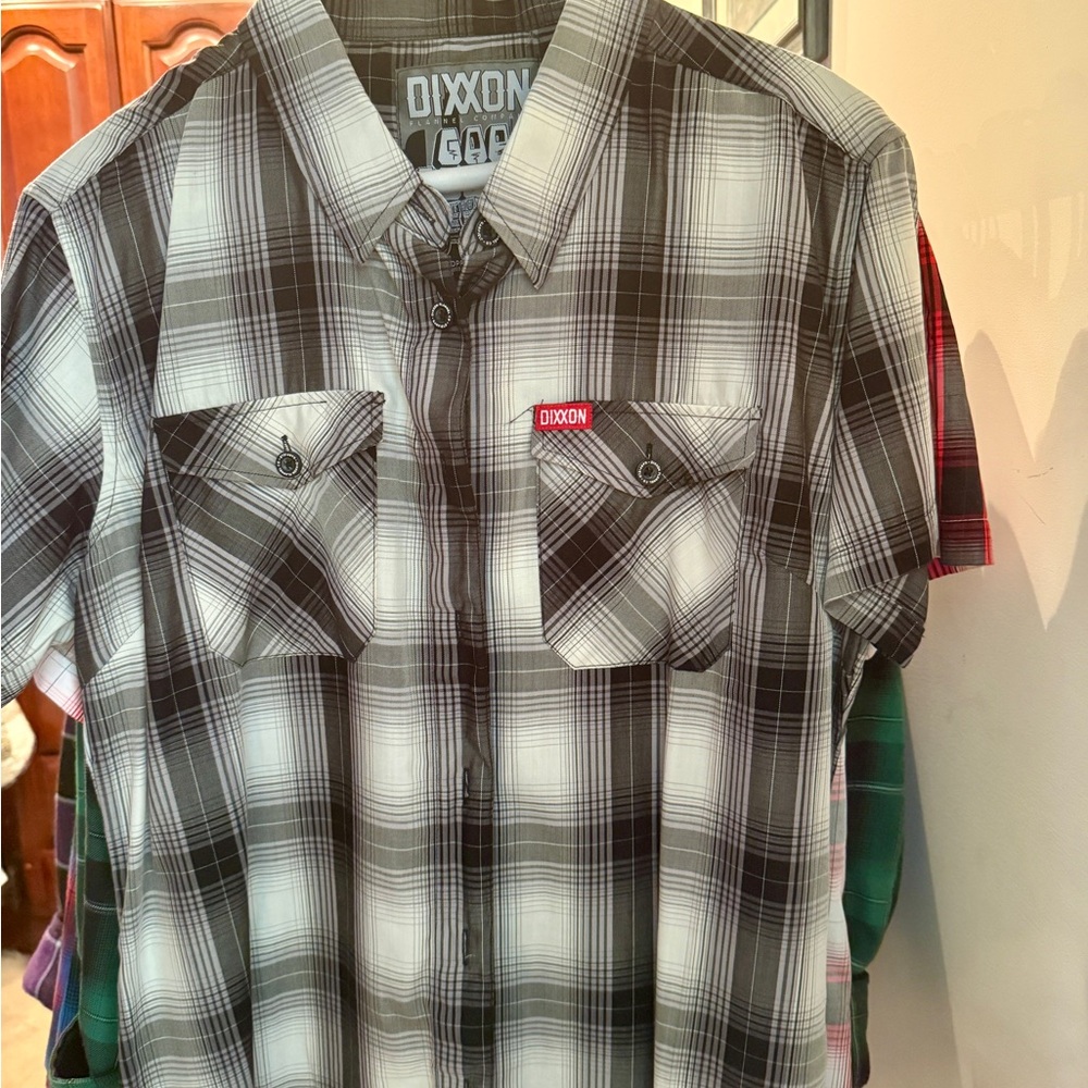 DIXXON Black and White Plaid Women's Button Down Shirt